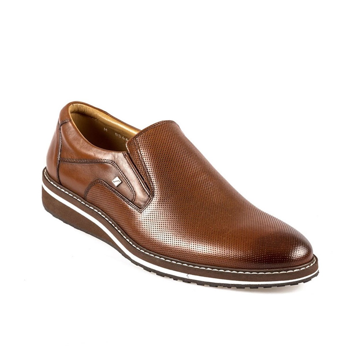 Erkek Bağcıksız Taba Hakiki Deri Günlük Hafif Tabanlı Ayakkabı , Renk: Taba, Beden: 39
