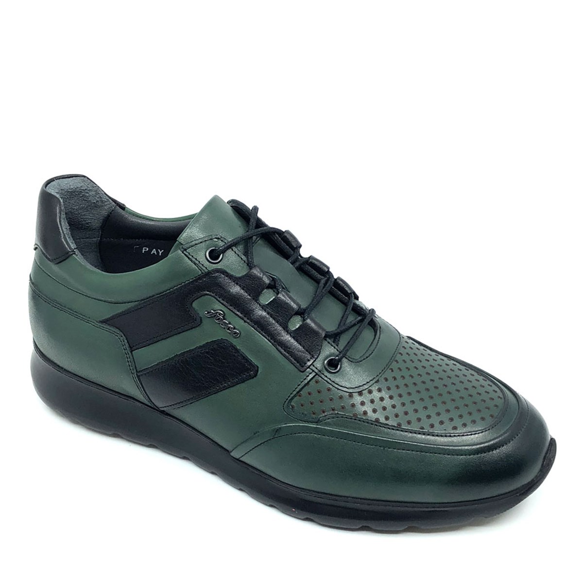 Sneakers Erkek Hakiki Deri haki-yeşil Günlük Hafif Eva Taban Spor Ayakkabı, Renk: Yeşil, Beden: 41