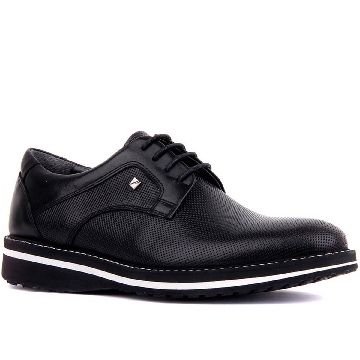 Erkek Siyah Hakiki Deri Bağcıklı Hafif Günlük Ayakkabı, Renk: Siyah, Beden: 39