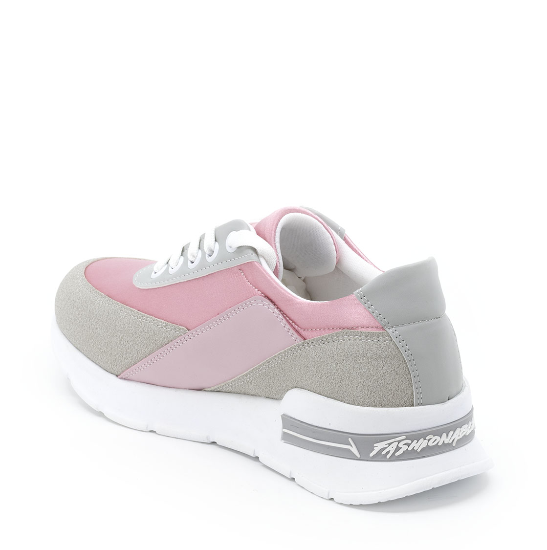 Kadın Kalın Tabanlı Bağcıklı Gri Pembe Sneakers Günlük Spor Rahat Ayakkabı, Renk: Gri-Pembe, Beden: 36, 4 image