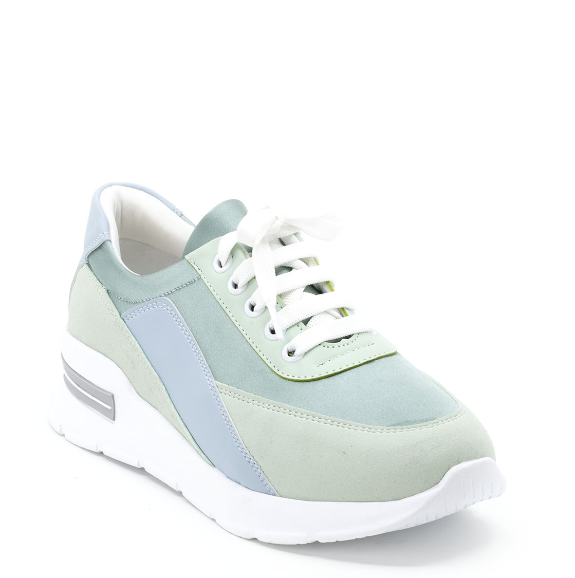 Kadın Kalın Tabanlı Bağcıklı Su Yeşili Sneakers Günlük Spor Rahat Ayakkabı, Renk: Yeşil, Beden: 40, 3 image