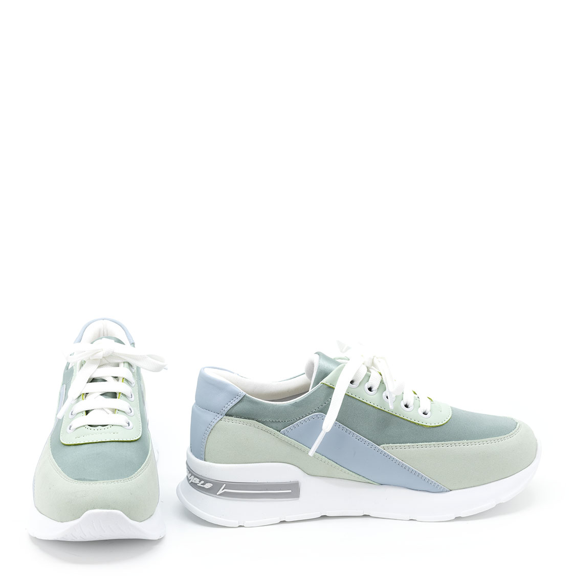 Kadın Kalın Tabanlı Bağcıklı Su Yeşili Sneakers Günlük Spor Rahat Ayakkabı, Renk: Yeşil, Beden: 37, 8 image