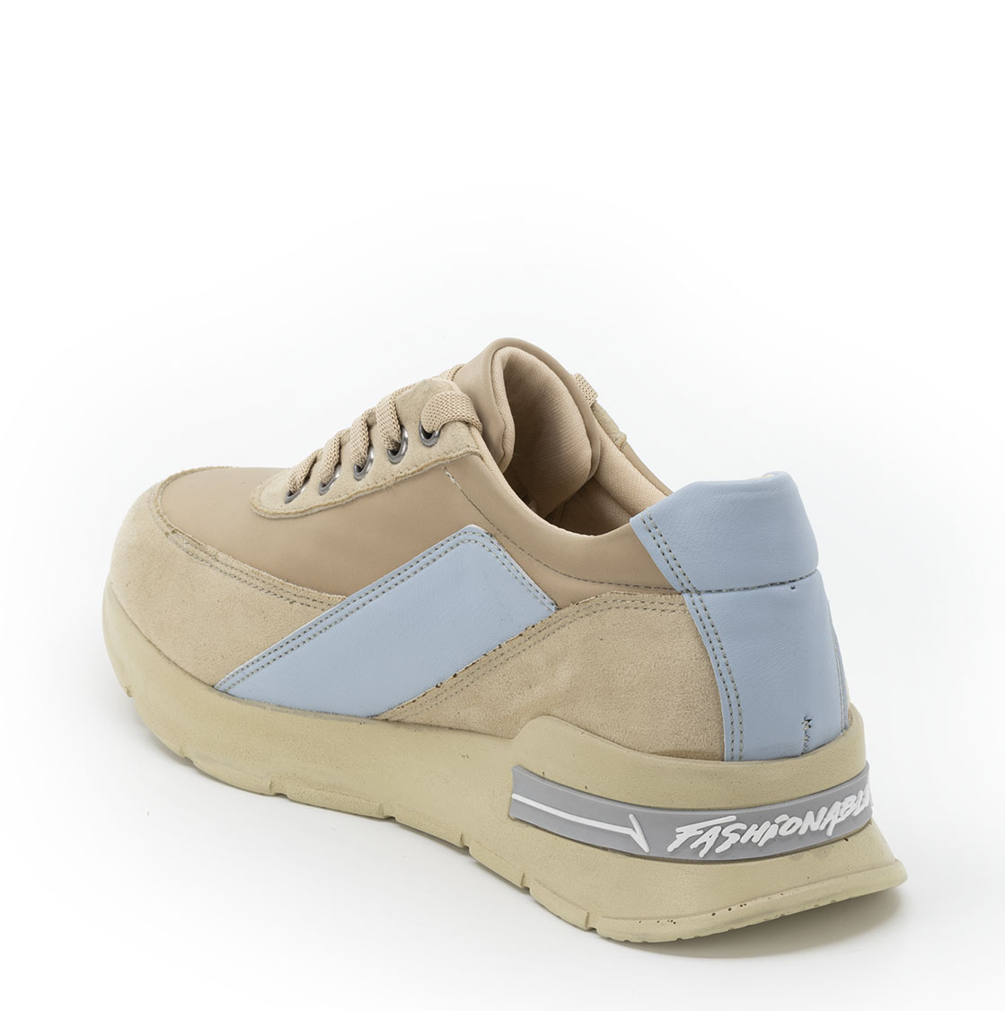 Kadın Kalın Tabanlı Bağcıklı Bej Sneakers Günlük Spor Rahat Ayakkabı, Renk: Bej, Beden: 37, 4 image