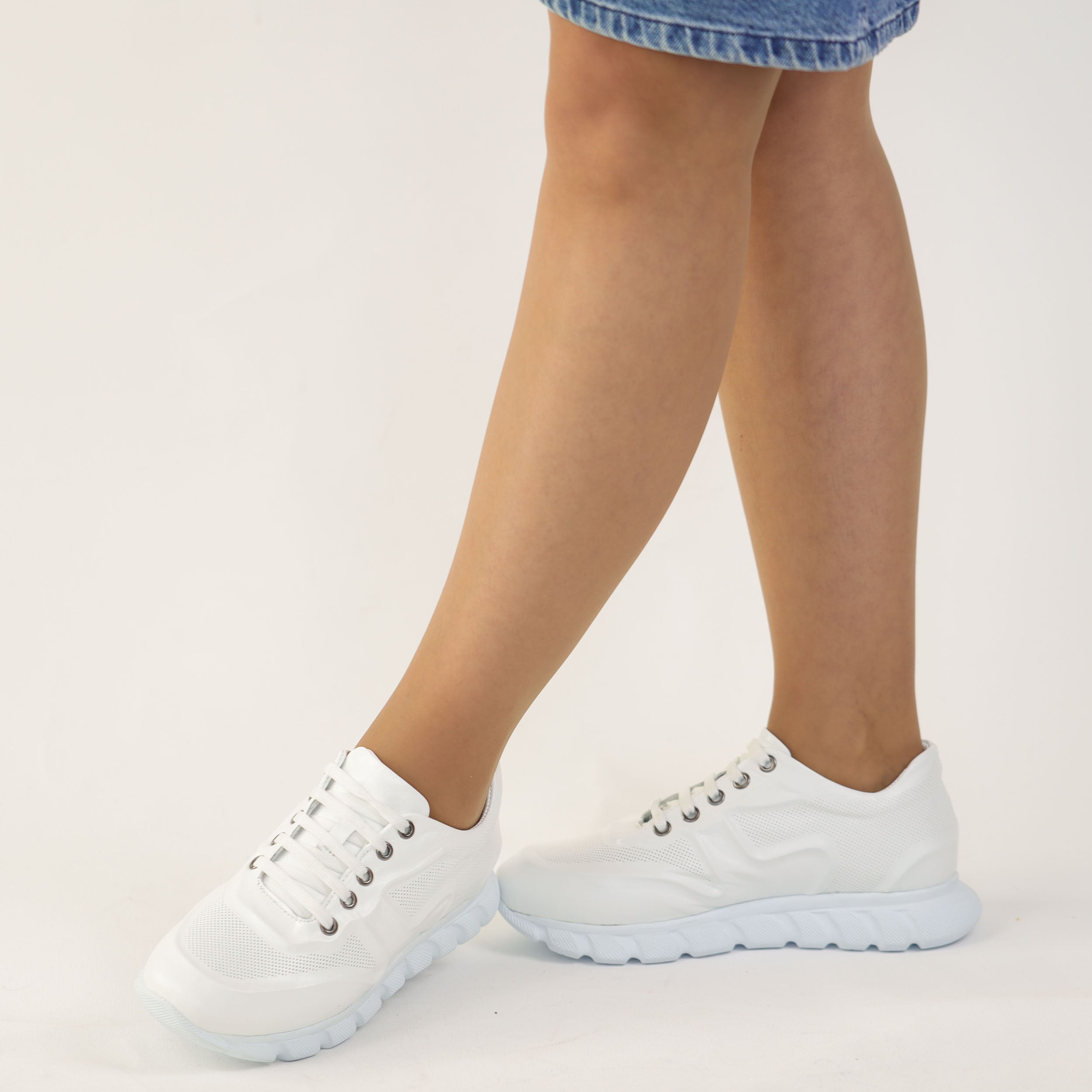 Kadın Hakiki Deri Günlük Yumuşak iç Tabanlı Spor Rahat Ayakkabı Sneakers, Renk: Beyaz, Beden: 36