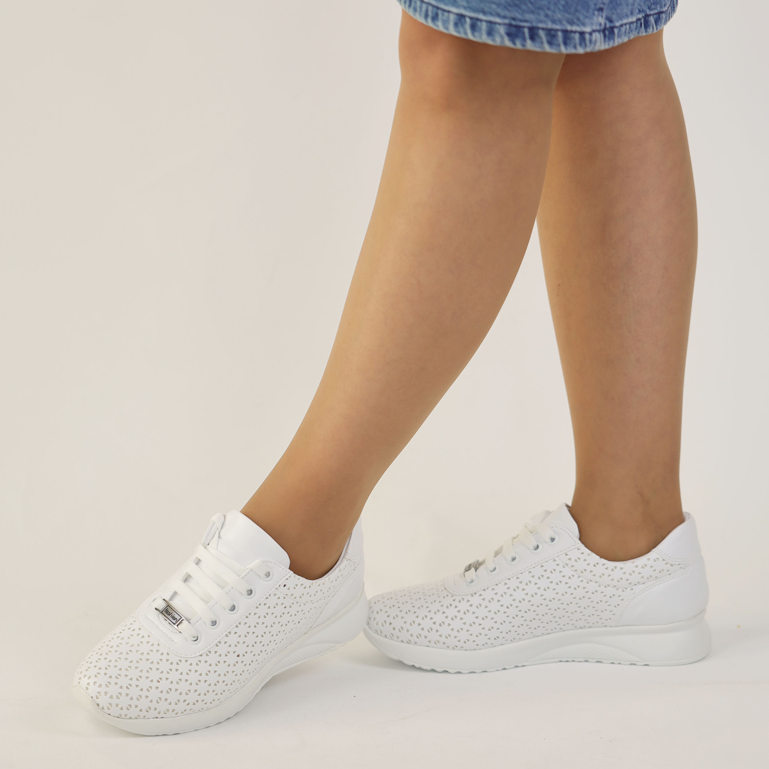 Kadın Kalın Tabanlı Bağcıklı Beyaz Sneakers Günlük Spor Rahat Ayakkabı, Renk: Beyaz, Beden: 36