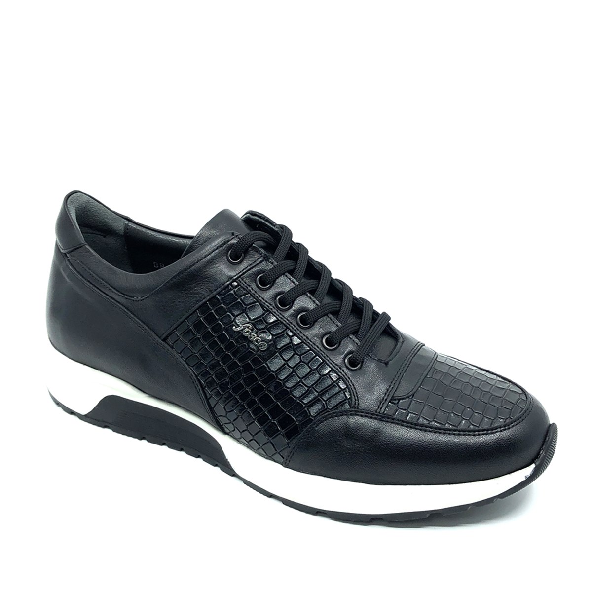 Fosco Sneakers Hakiki Deri Erkek Ayakkabı, Renk: Siyah, Beden: 40