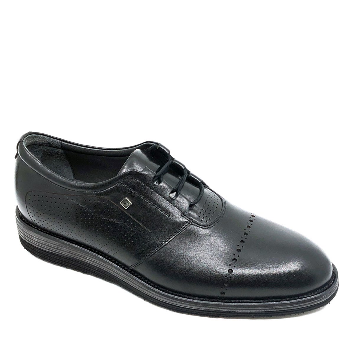 Erkek Hakiki Deri Siyah Hafif Eva Tabanlı Günlük Ayakkabı, Renk: Siyah, Beden: 39