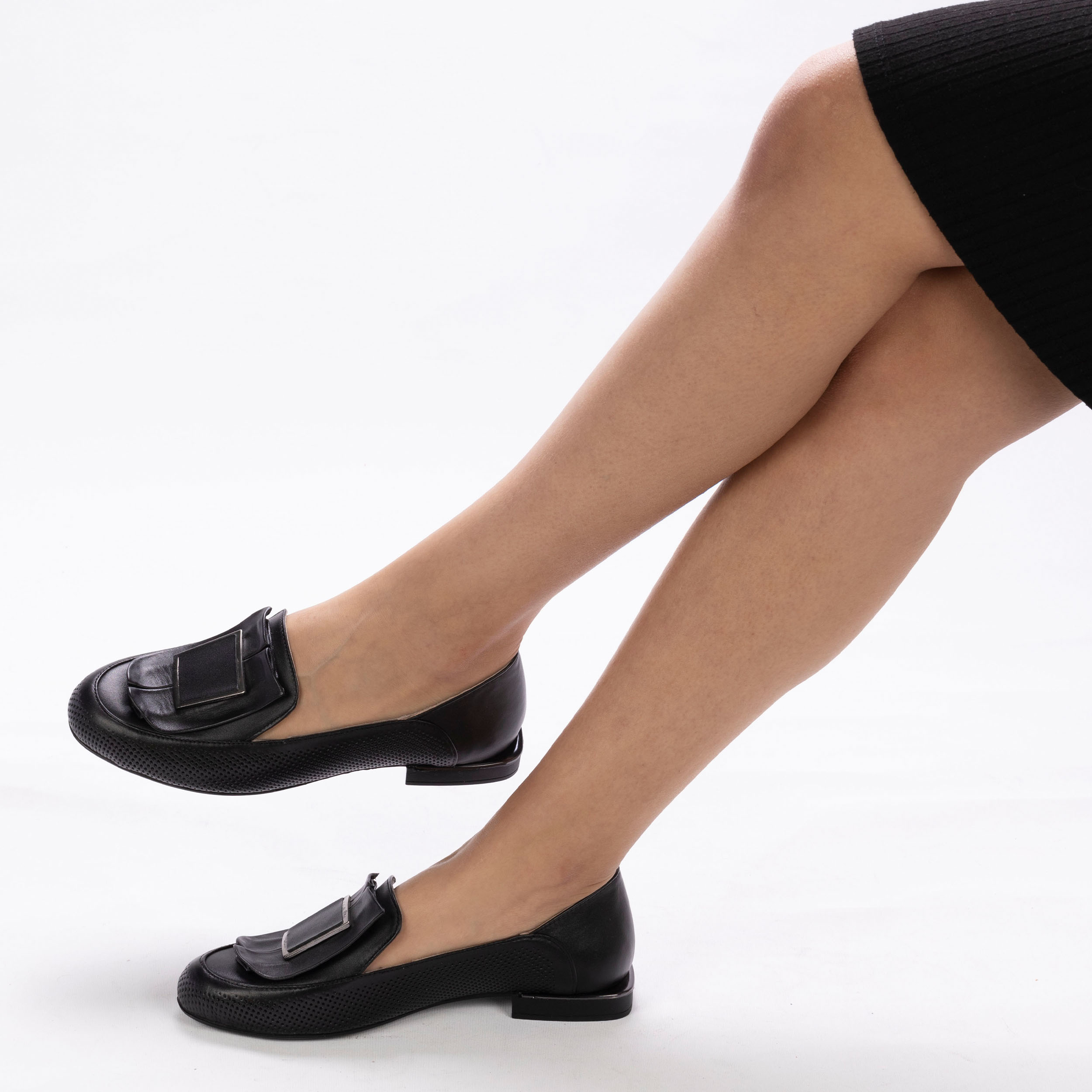 TwoEgoist Kadın Hakiki Deri Günlük Klasik Loafer - Babet Ayakkabı, Renk: Siyah, Beden: 36