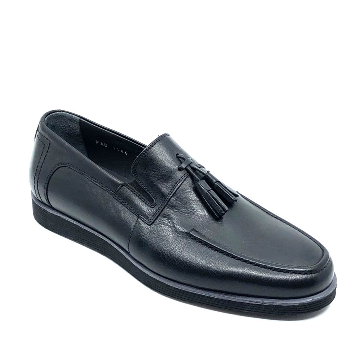Erkek Günlük Bağcıksız Ultra Hafif Hakiki Deri Ayakkabı, Renk: Siyah, Beden: 39