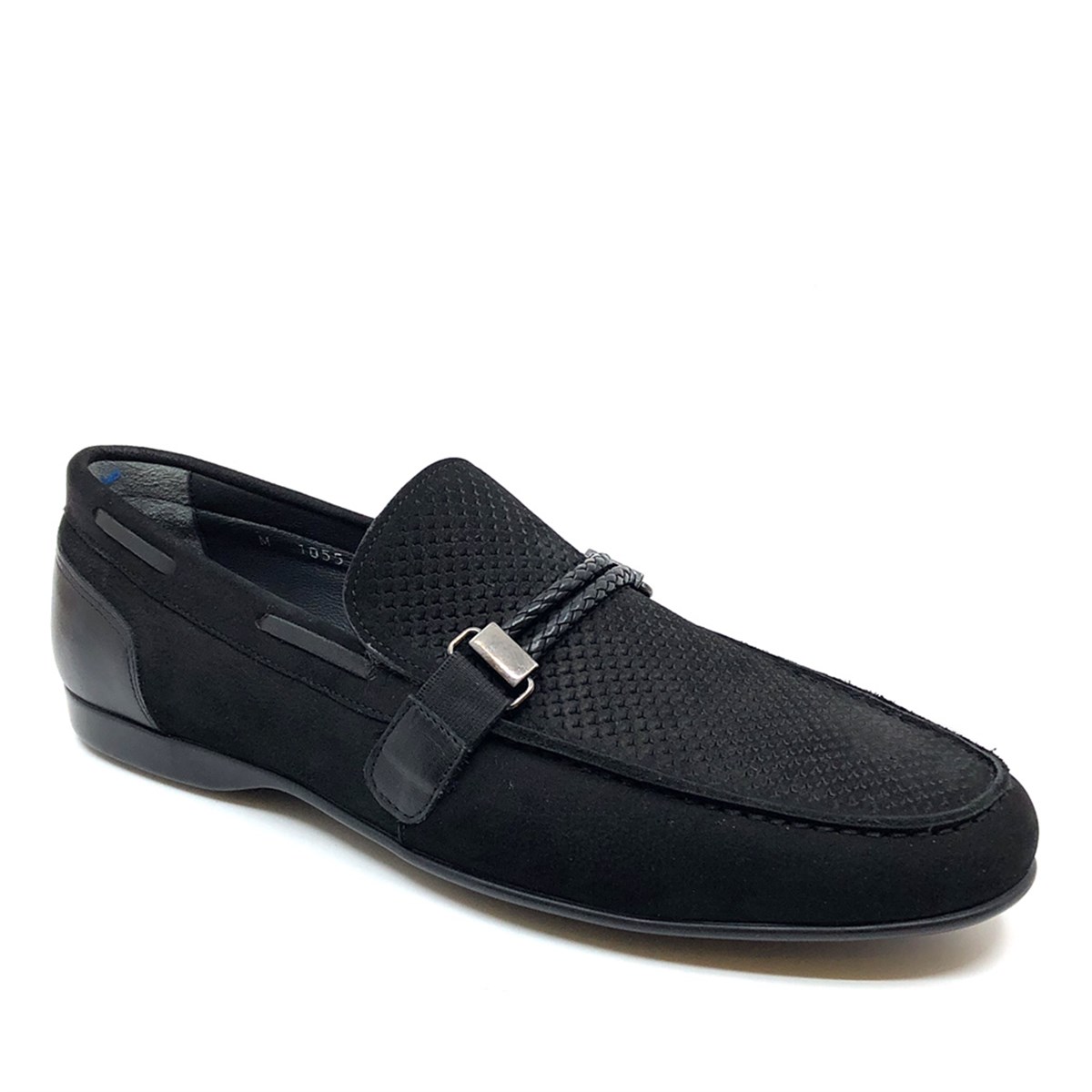 Erkek Bağcıksız Yazlık Loafer  Nubuk Hakiki Deri Ayakkabı, Renk: Siyah Süet, Beden: 39