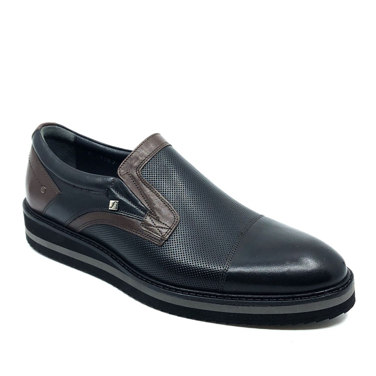 Erkek Günlük Bağcıksız Hakiki Deri Ayakkabı, Renk: Siyah, Beden: 39