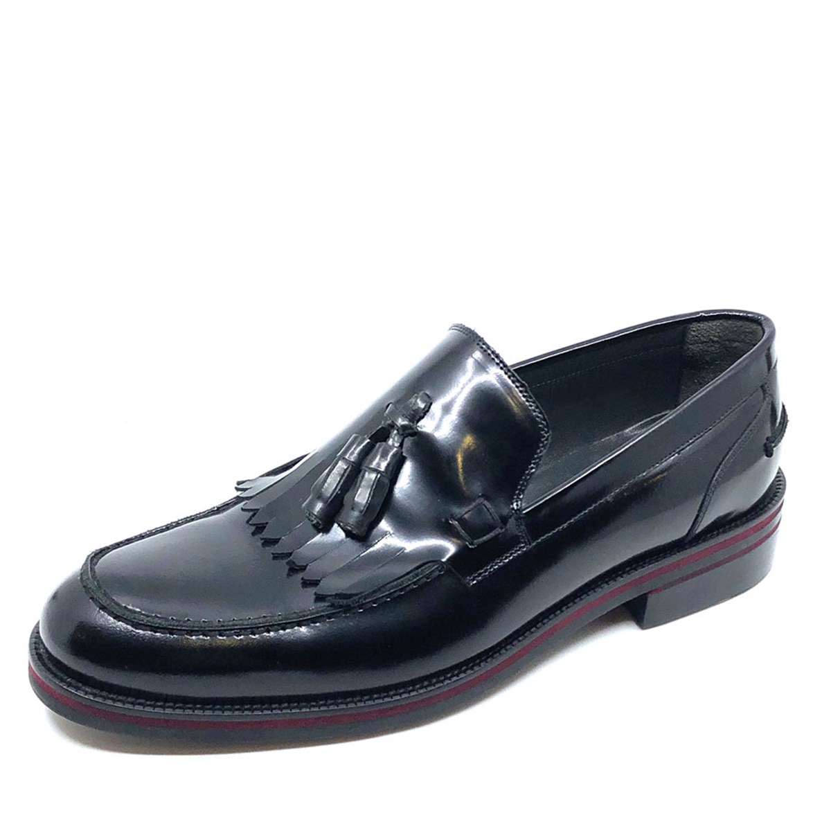 Erkek Günlük Bağcıksız Hakiki Deri Ayakkabı, Renk: Rugan Siyah, Beden: 40