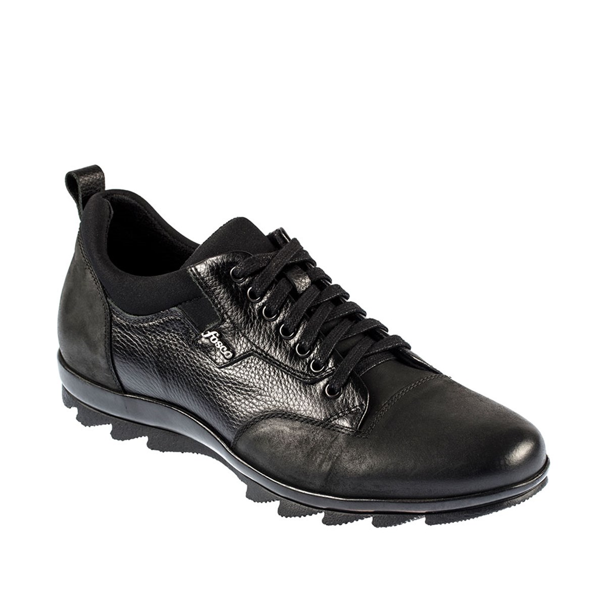 Bağcıklı Hakiki Deri Kauçuk Taban Sıcak Astar Kışlık Erkek Ayakkabı, Renk: Siyah, Beden: 39