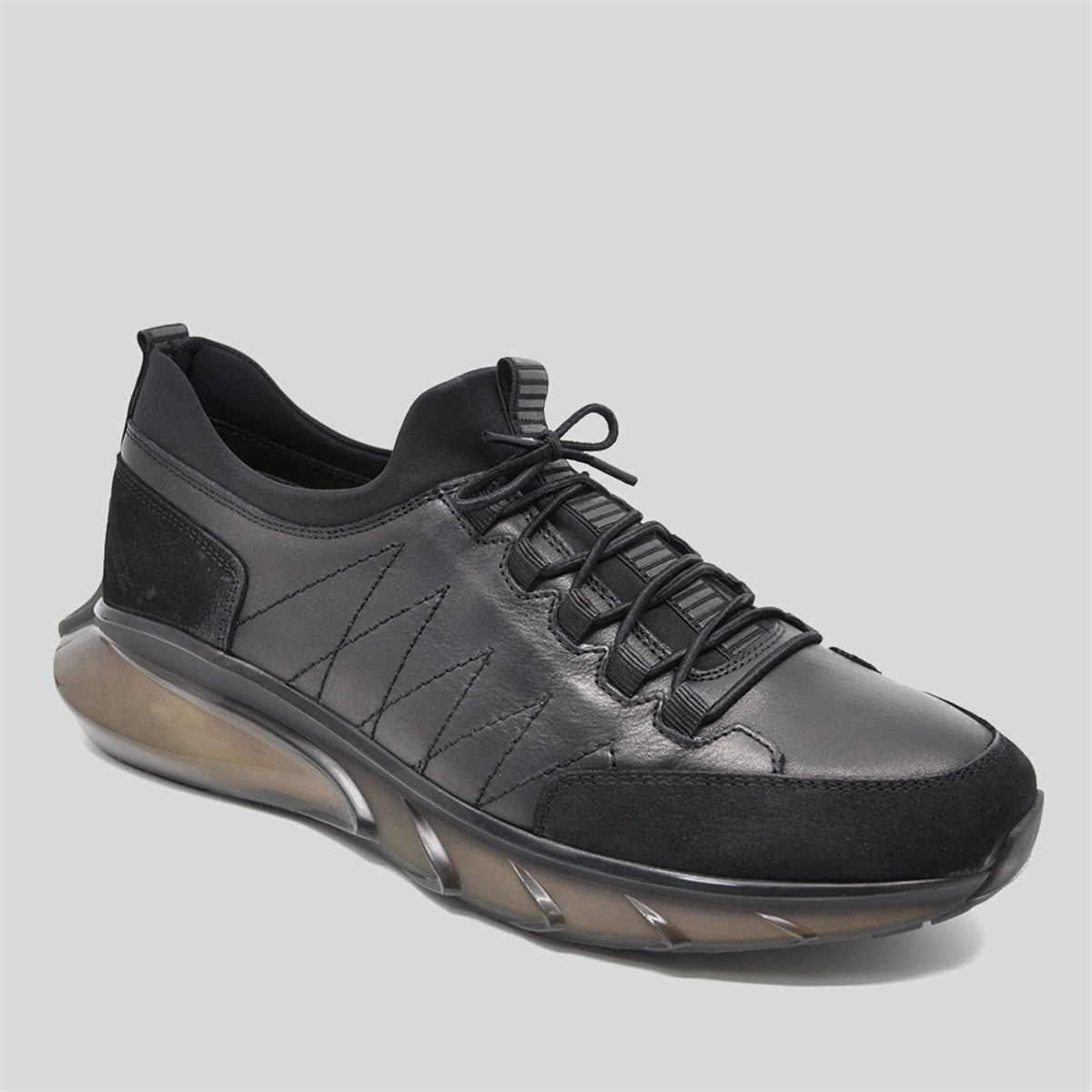 Fosco Erkek Hakiki Deri Air Taban Sneakers Spor Ayakkabı, Renk: Siyah, Beden: 41