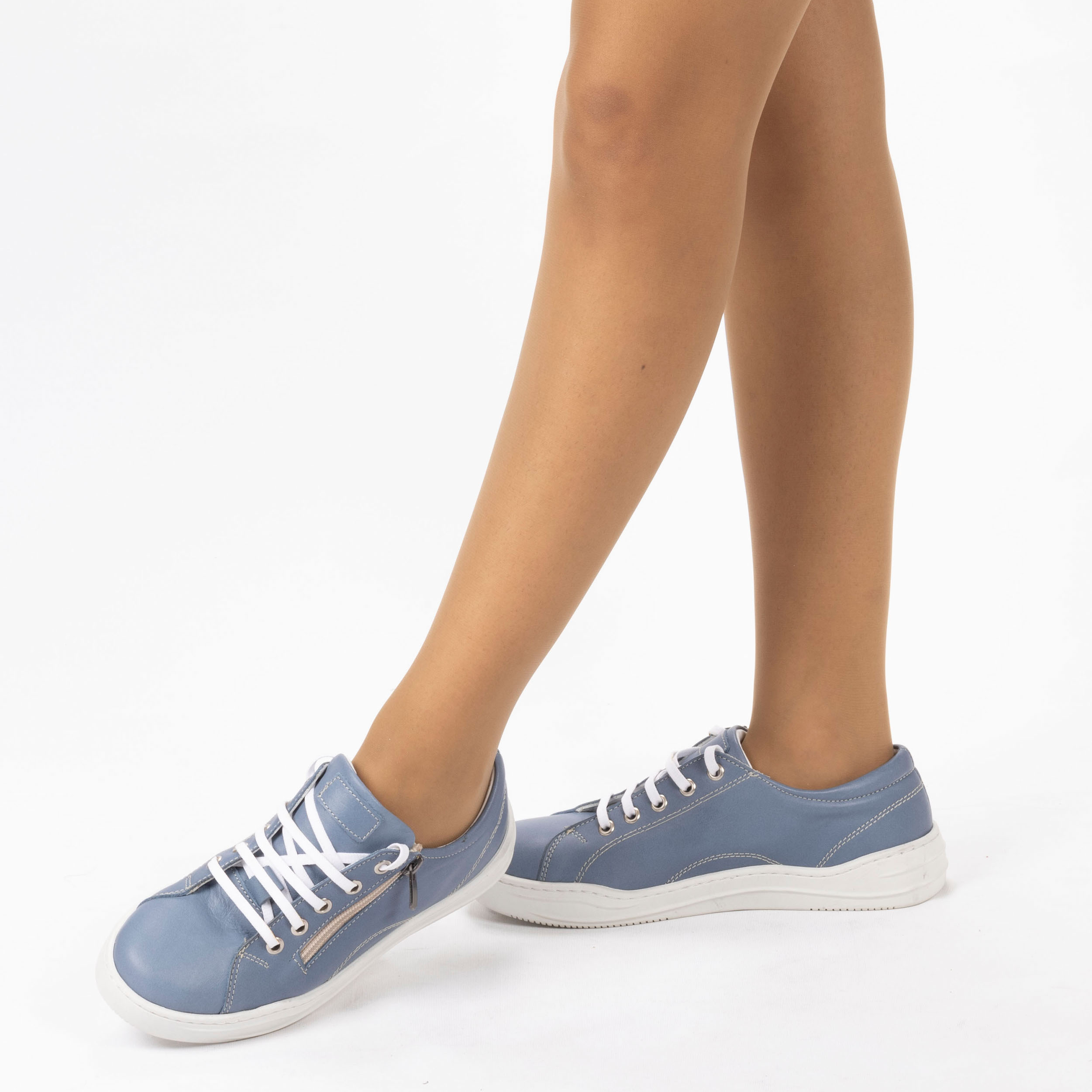 Kadın Hakiki Deri Günlük Spor Ayakkabı / Sneakers, Renk: Anar Mavi, Beden: 36