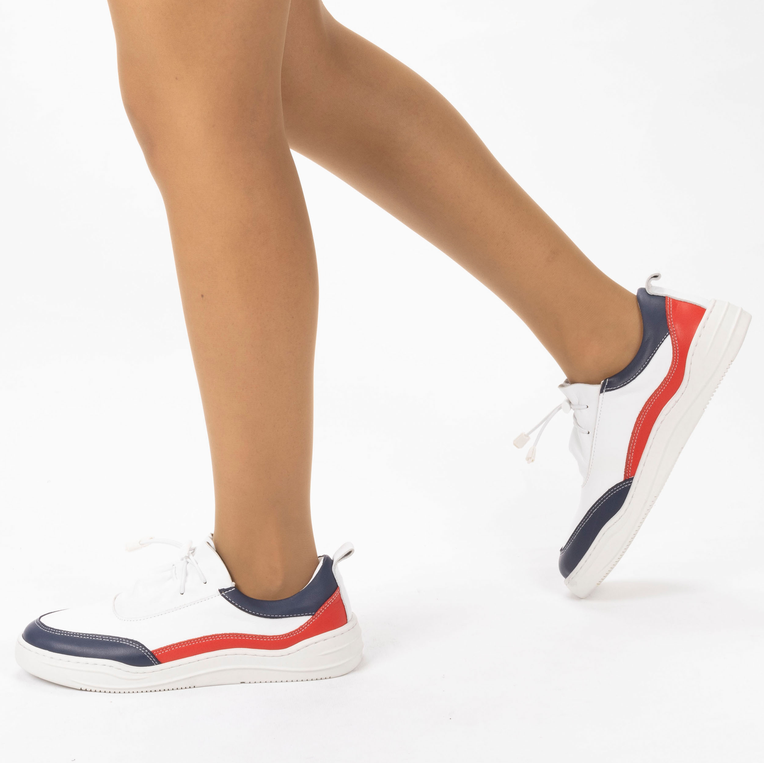 Kadın Hakiki Deri  Günlük Spor Ayakkabı / Sneakers, Renk: Lacivert - Kırmızı, Beden: 41