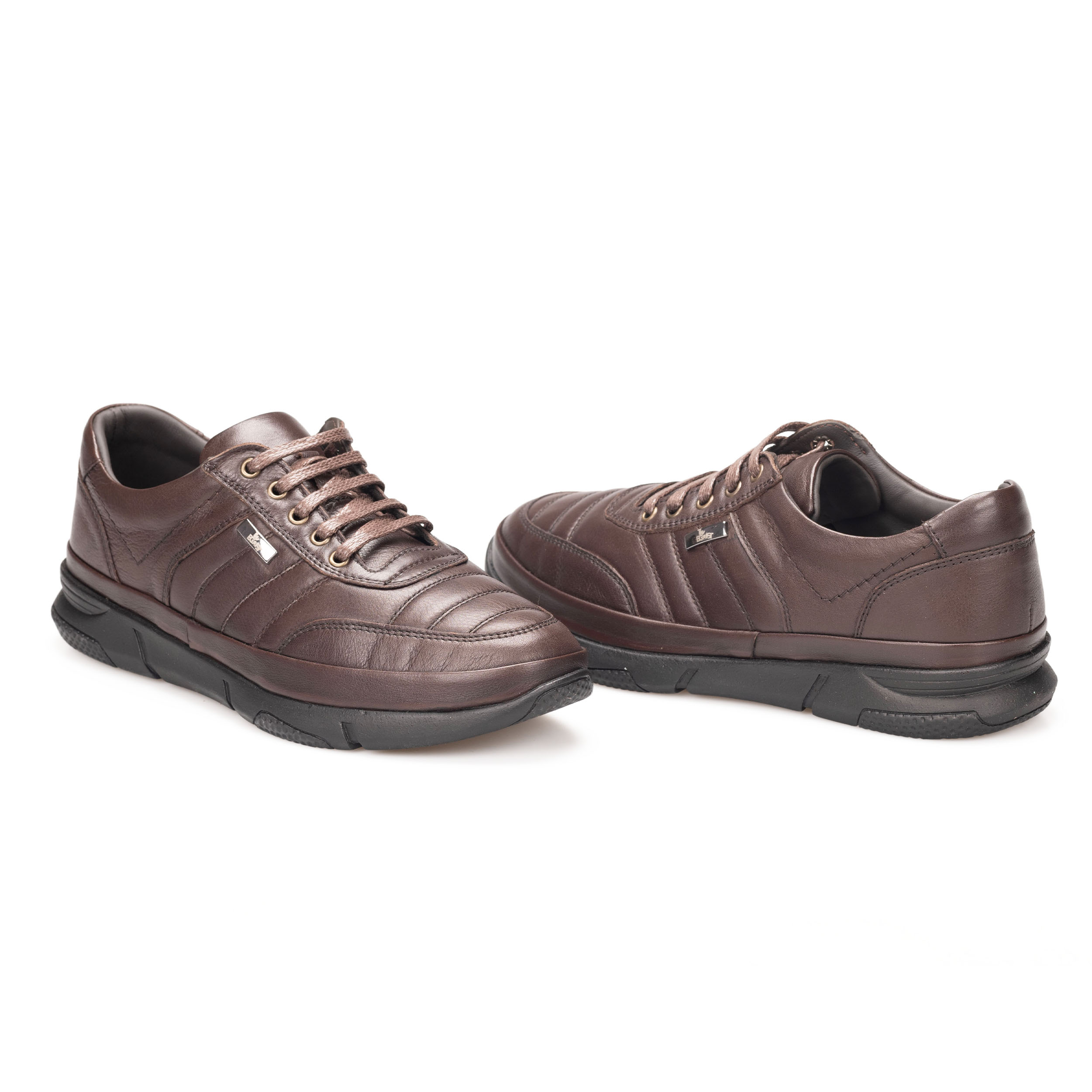 Erkek Hakiki Deri Kauçuk Taban Günlük Ayakkabı - Sneaker, Renk: Kahverengi, Beden: 40