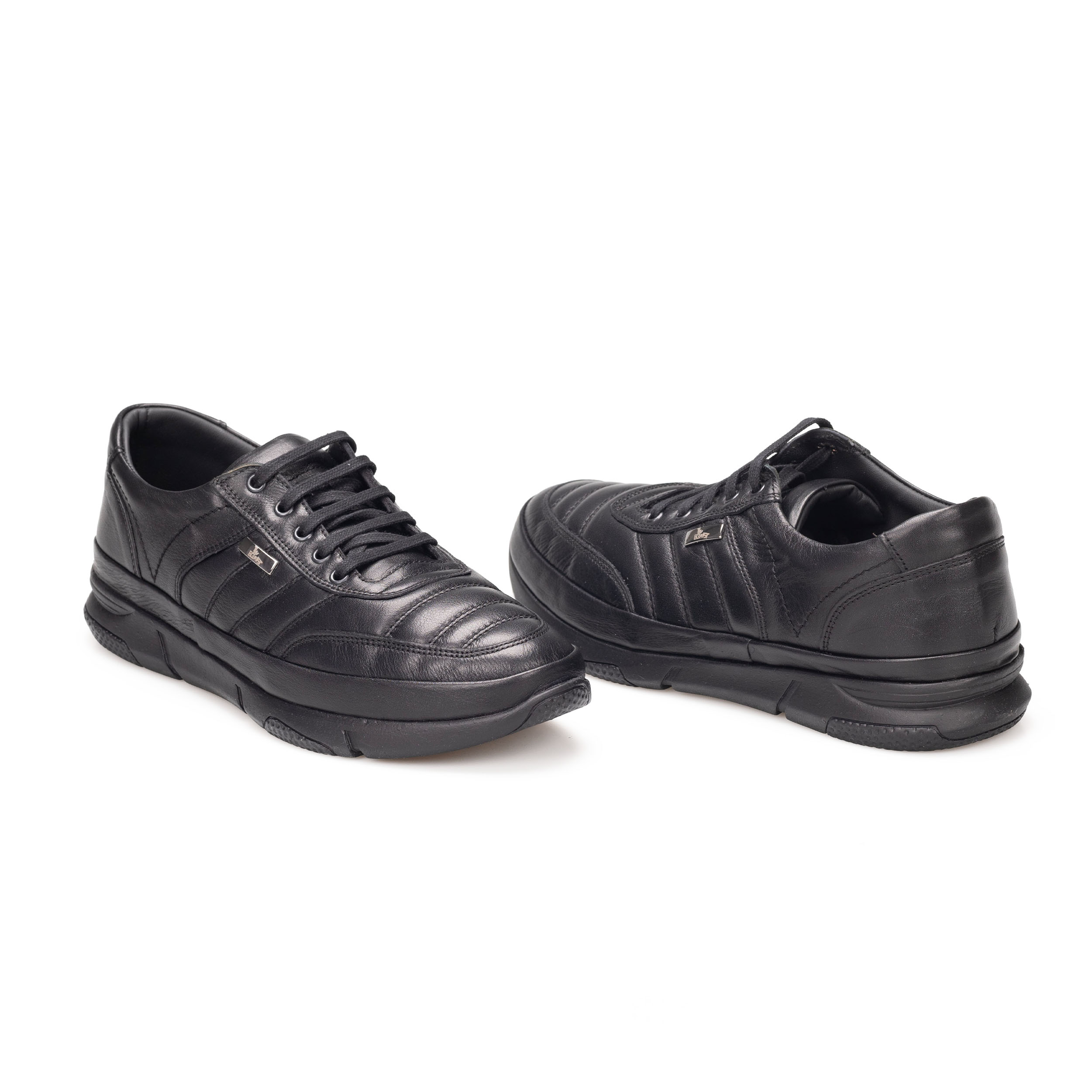 Erkek Hakiki Deri Kauçuk Taban Günlük Ayakkabı - Sneaker, Renk: Siyah, Beden: 40