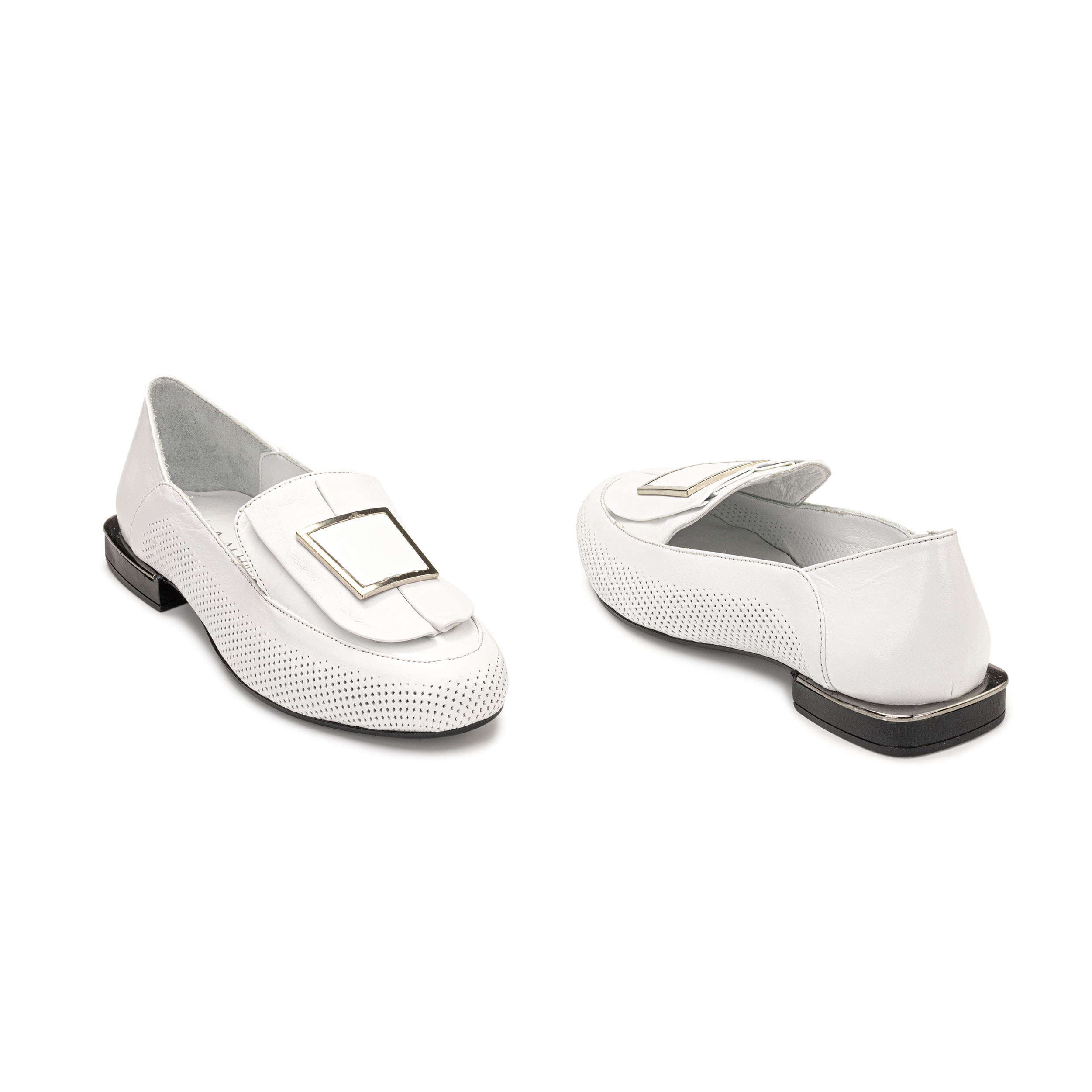 TwoEgoist Kadın Hakiki Deri Günlük Klasik Loafer - Babet Ayakkabı, Renk: Beyaz, Beden: 36