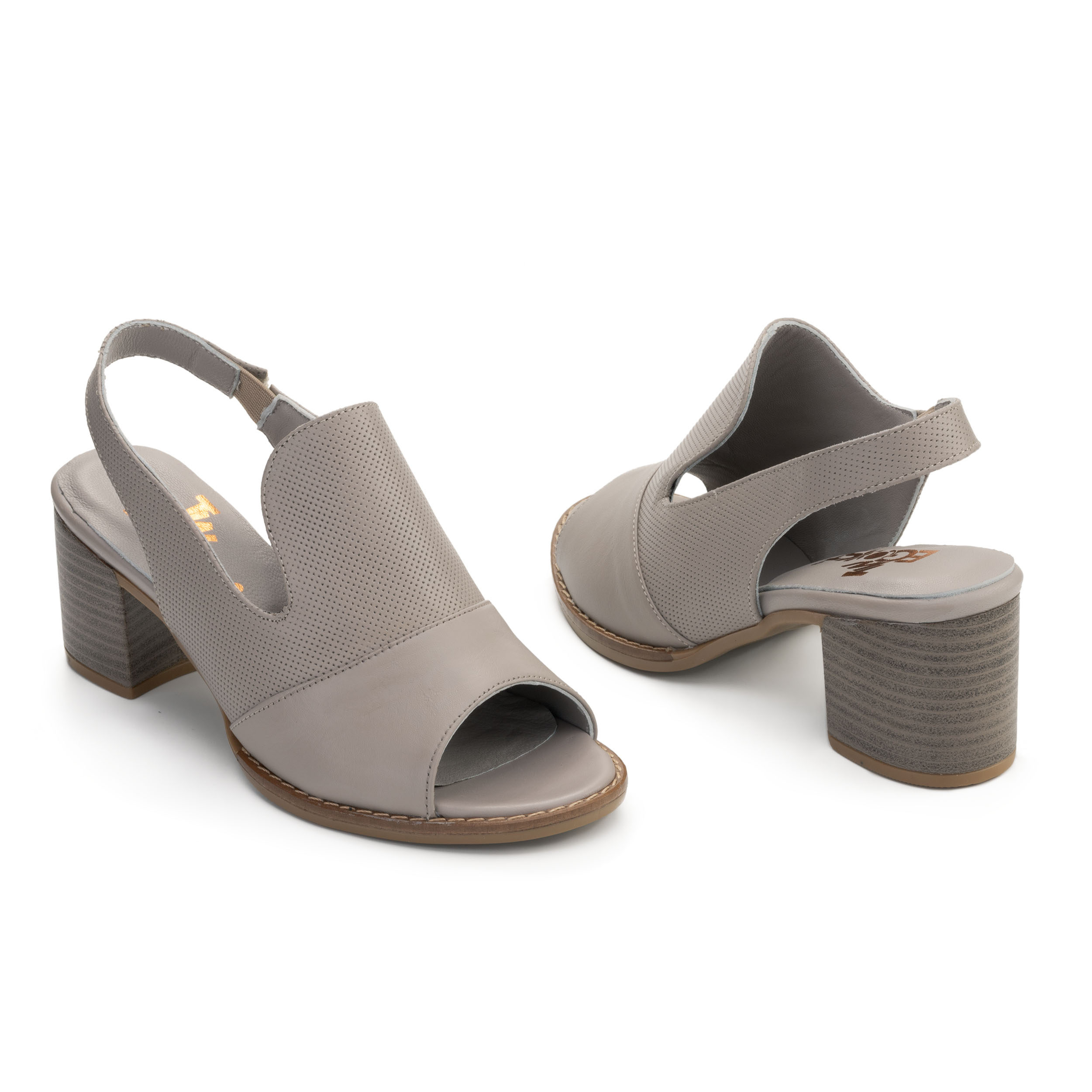 TwoEgoist Kadın Hakiki Deri Topuklu Şık Sandalet - Açık Ayakkabı, Renk: Vizon, Beden: 36