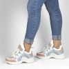 Kadın Kalın Tabanlı Spor Günlük Renkli Sneakers Ayakkabı, Renk: Beyaz - Pembe, Beden: 36