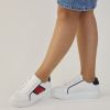 Kadın Kalın Tabanlı Beyaz Kırmızı Bağcıklı Sneakers Günlük Spor Rahat Ayakkabı, Renk: Beyaz, Beden: 36