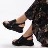 TwoEgoist Kadın Hakiki Deri Günlük Dolgu Topuklu Sandalet, Renk: Siyah, Beden: 39
