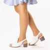 TwoEgoist Kadın Hakiki Deri Topuklu Şık Sandalet - Açık Ayakkabı, Renk: Beyaz, Beden: 36