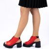 Twoegoist Kadın Hakiki Deri Platform Topuklu Fermuarlı Yazlık Ayakkabı Sandalet, Renk: Kırmızı, Beden: 36