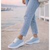 Kadın Kalın Tabanlı Bağcıklı Mavi Sneakers Günlük Spor Rahat Ayakkabı, Renk: Mavi, Beden: 36