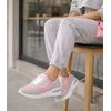 Kadın Kalın Tabanlı Bağcıklı Gri Pembe Sneakers Günlük Spor Rahat Ayakkabı, Renk: Gri-Pembe, Beden: 36
