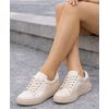 Kadın Hakiki Deri Günlük Spor Ayakkabı Simli Bej / Sneakers, Renk: Simli Bej, Beden: 38
