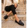 TwoEgoist Kadın Hakiki Deri Günlük Klasik Loafer - Babet Ayakkabı, Renk: Siyah, Beden: 36