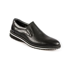 Erkek Bağcıksız Siyah Hakiki Deri Günlük Hafif Tabanlı Ayakkabı , Renk: Siyah, Beden: 39
