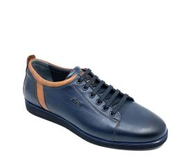 Erkek Hakiki Deri Lacivert Hafif Tabanlı Günlük Spor Ayakkabı, Renk: Lacivert, Beden: 41