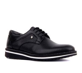 Erkek Siyah Hakiki Deri Bağcıklı Hafif Günlük Ayakkabı, Renk: Siyah, Beden: 39