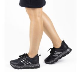 Kadın Günlük Kalın Tabanlı Simli Spor Sneakers Ayakkabı, Renk: Siyah, Beden: 36