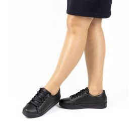 Kadın Siyah Bağcıklı Günlük Termo Taban Spor Ayakkabı, Renk: Siyah, Beden: 36