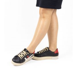 Kadın Günlük Siyah Bağcıklı Hafif Düz Tabanlı Spor Ayakkabı, Renk: Siyah, Beden: 36