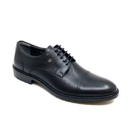 Erkek Siyah Bağcıklı Hakiki Deri Kauçuk Taban Günlük Ayakkabı, Renk: Siyah, Beden: 39