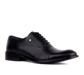 Erkek Siyah Hakiki Deri Bağcıklı Neolit Taban Klasik Ayakkabı, Renk: Siyah, Beden: 39