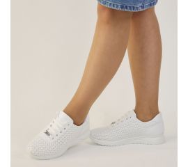 Kadın Kalın Tabanlı Bağcıklı Beyaz Sneakers Günlük Spor Rahat Ayakkabı, Renk: Beyaz, Beden: 36