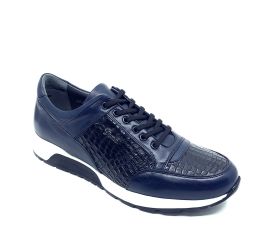 Fosco Sneakers Hakiki Deri Erkek Ayakkabı, Renk: Lacivert, Beden: 40