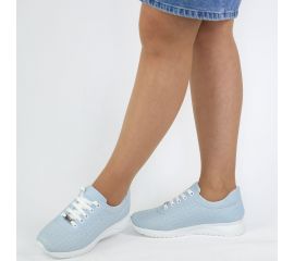 Kadın Kalın Tabanlı Bağcıklı Mavi Sneakers Günlük Spor Rahat Ayakkabı, Renk: Mavi, Beden: 37