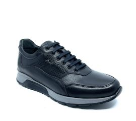 Erkek Hakiki Deri Sneakers Ayakkabı, Renk: Siyah, Beden: 40