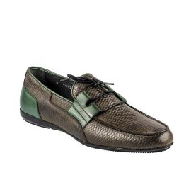 Erkek Yazlık Hakiki Deri Bağcıksız Günlük Ayakkabı, Renk: Yeşil, Beden: 39