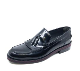 Erkek Günlük Bağcıksız Hakiki Deri Ayakkabı, Renk: Rugan Siyah, Beden: 42