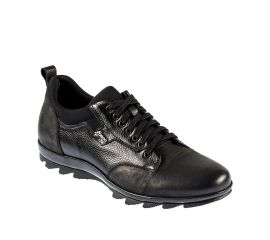 Bağcıklı Hakiki Deri Kauçuk Taban Sıcak Astar Kışlık Erkek Ayakkabı, Renk: Siyah, Beden: 40