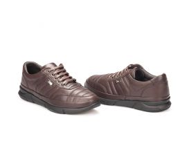 Erkek Hakiki Deri Kauçuk Taban Günlük Ayakkabı - Sneaker, Renk: Kahverengi, Beden: 40