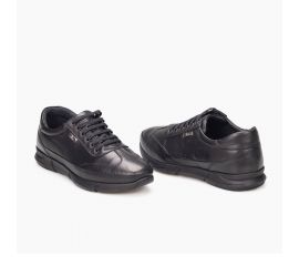 TwoEgoist Erkek Hakiki Deri  Kauçuk Taban Anatomik Günlük Ayakkabı - Sneaker, Renk: Siyah, Beden: 40
